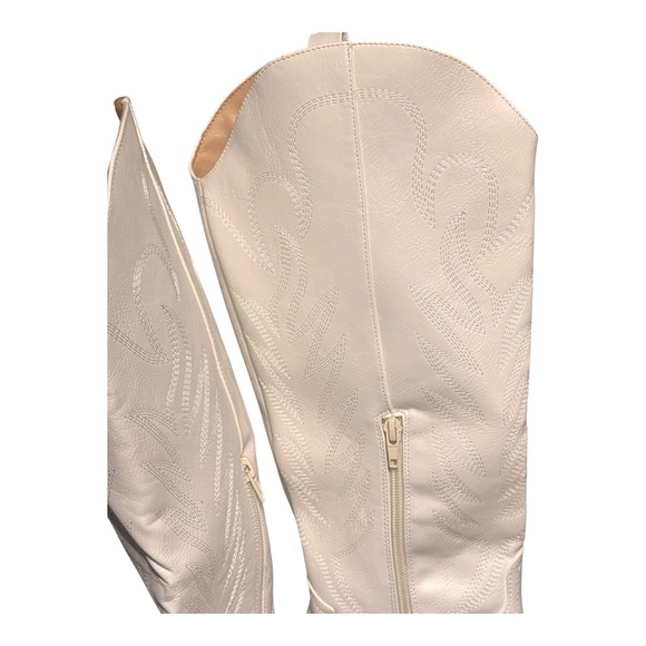 White Western Cowgirl Cowboy Boots Pointed Toe Tall Embroidered Women's 10 - Picture 4 of 5